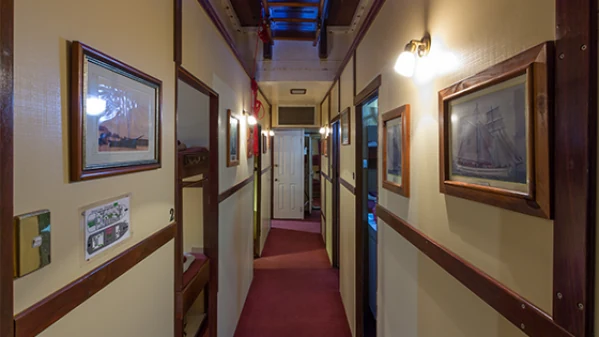 The guest corridor on Solway Lass, with cabins either side